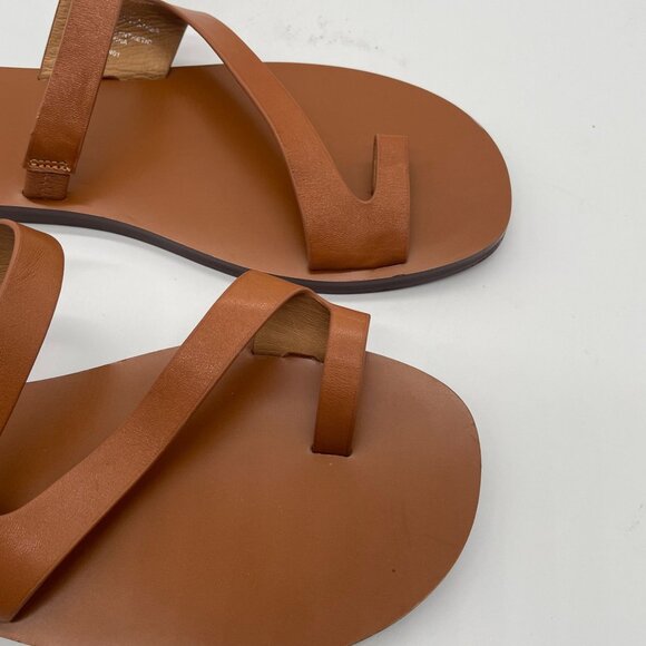 New Madewell Gabi Asymmetric Strap Sandal Warm Coffee Leather Slide Thong Sz 9 - Picture 6 of 9